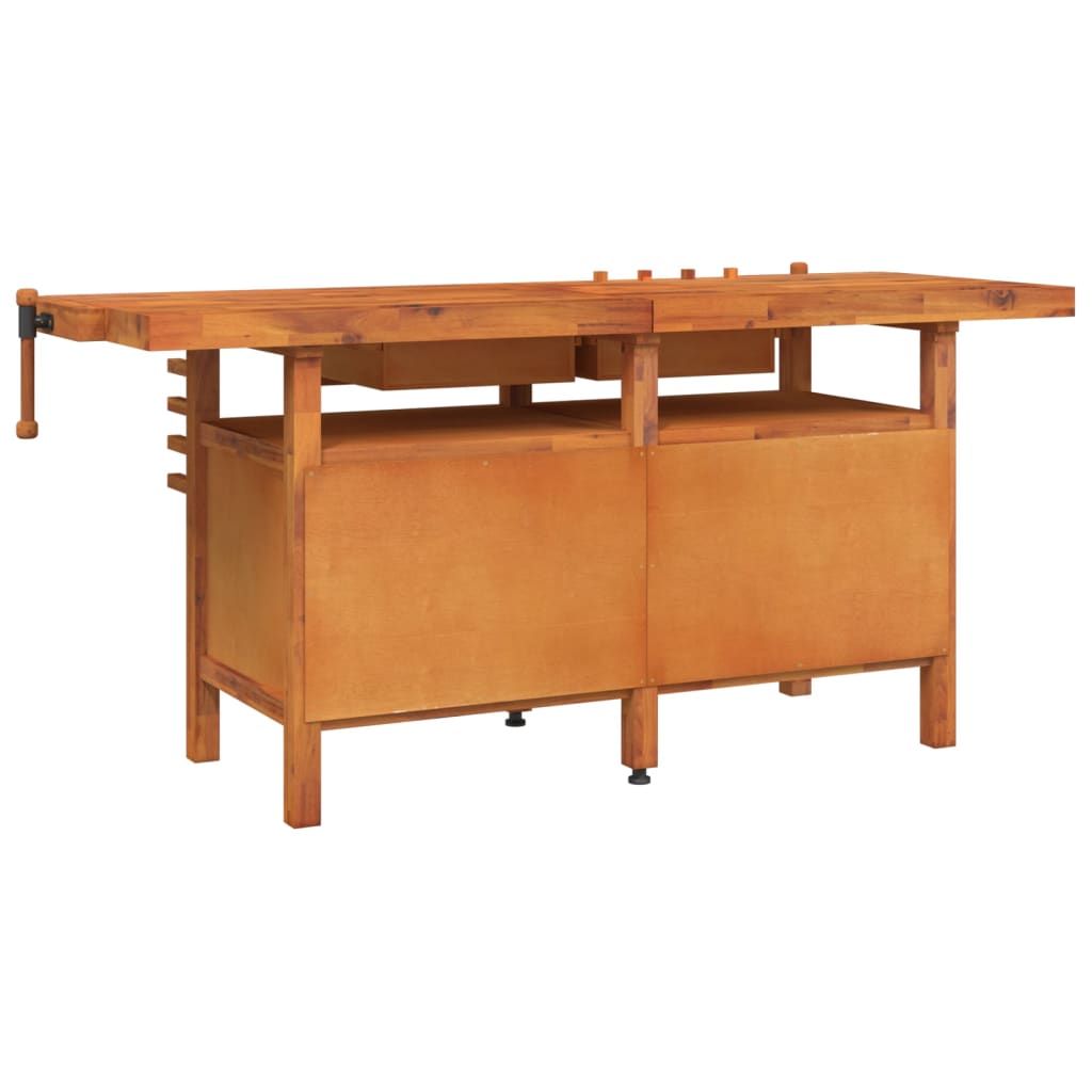 vidaXL Delovna miza s predali in primeži 192x62x83 cm trdna akacija