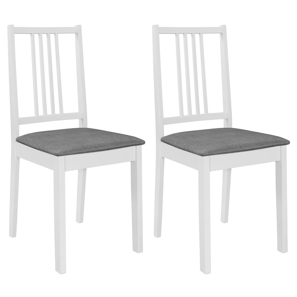 vidaXL Jedilni stoli z blazinami 2 kosa trden les beli