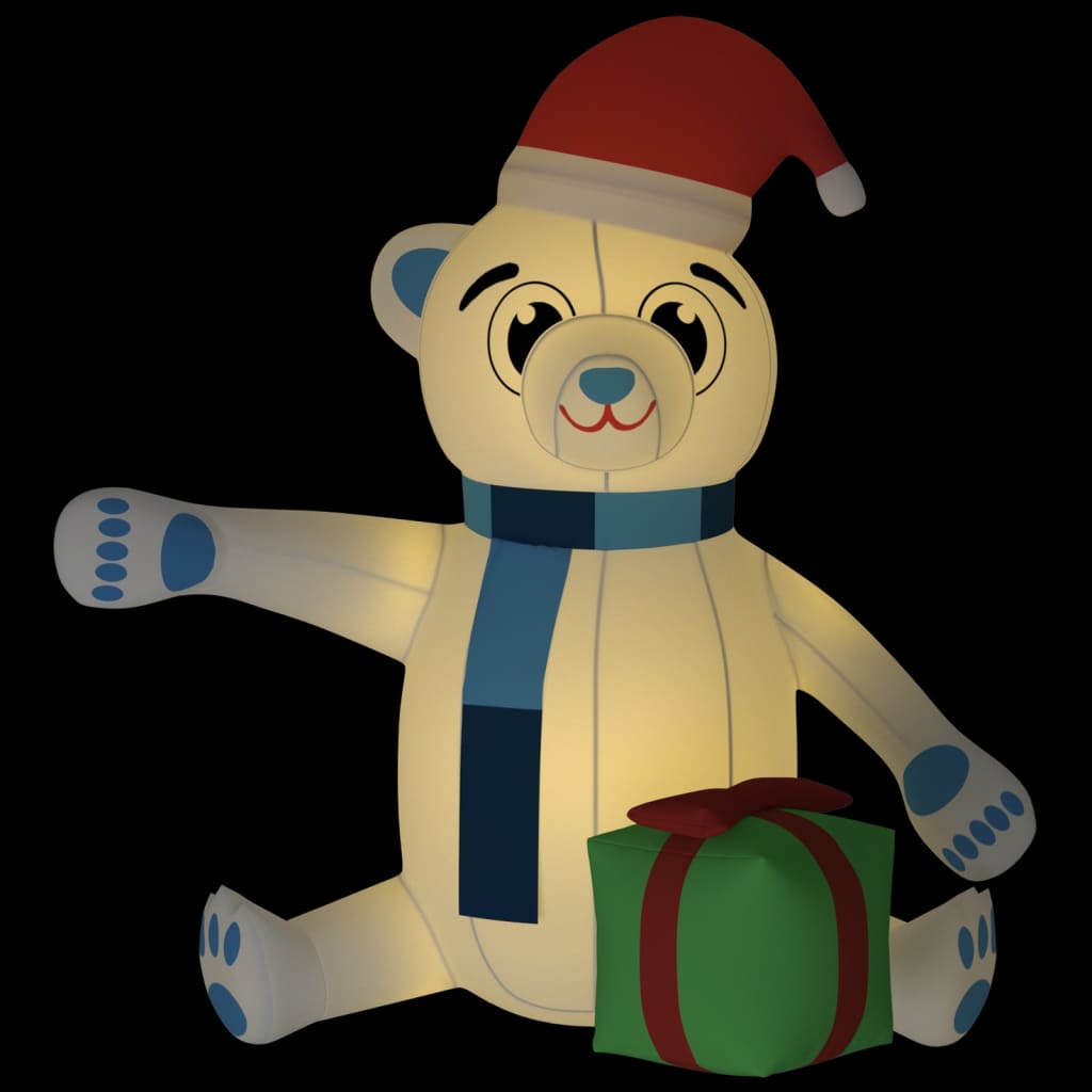 vidaXL Božični napihljiv medved z LED lučkami 240 cm