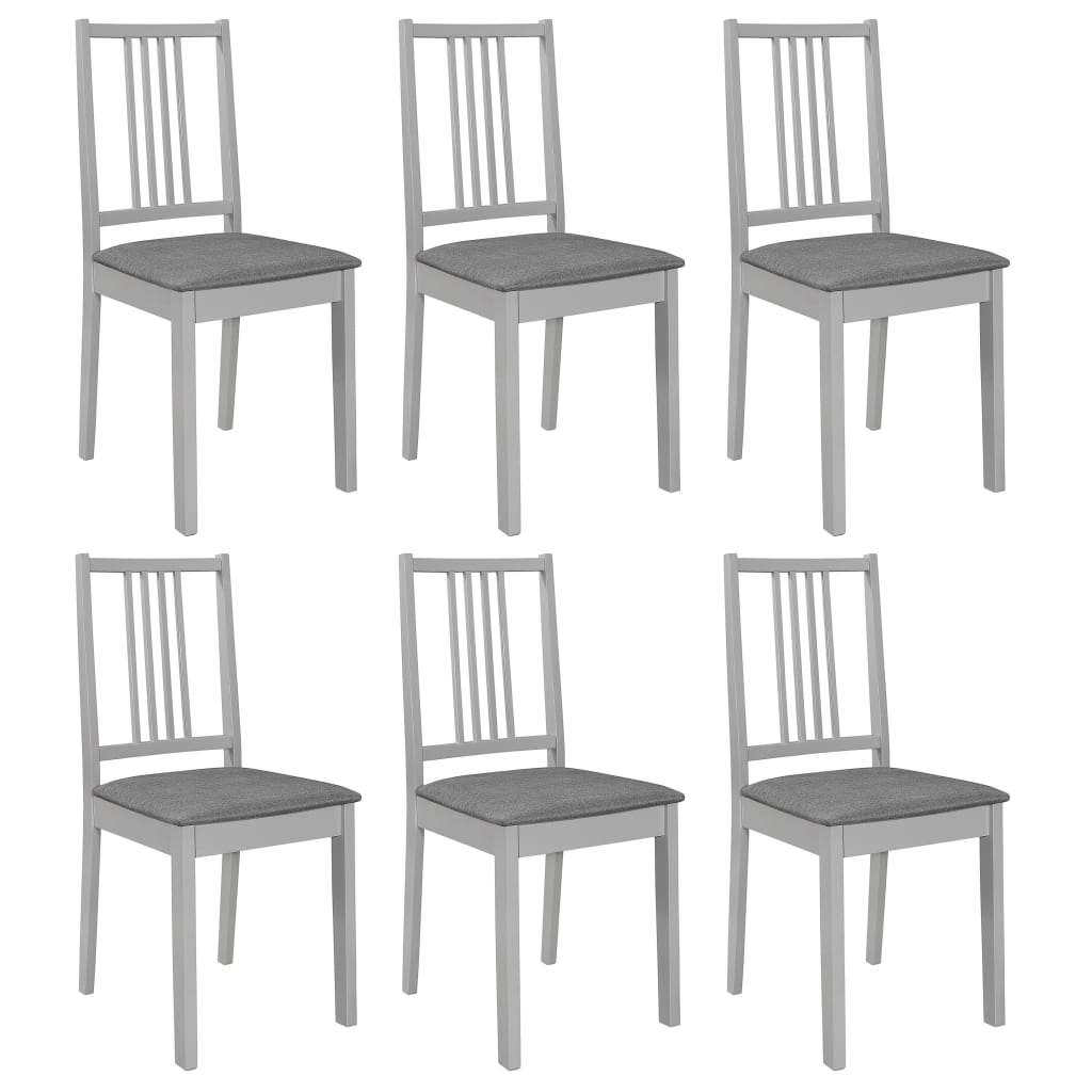 vidaXL Jedilni stoli z blazinami 6 kosov trden les beli