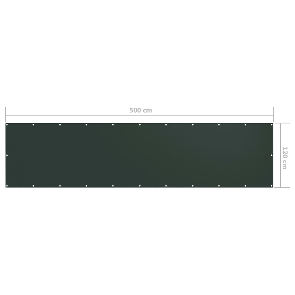 vidaXL Balkonsko platno temno zeleno 120x500 cm oksford blago