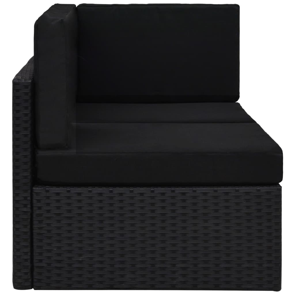 vidaXL Sekcijski kavč dvosed poli ratan črn