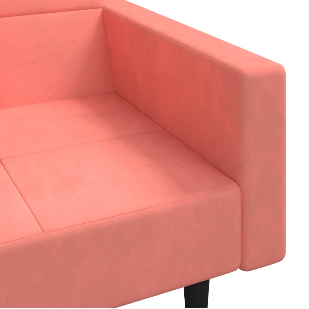 vidaXL Kavč dvosed z ležiščem in dvema blazinama roza žamet