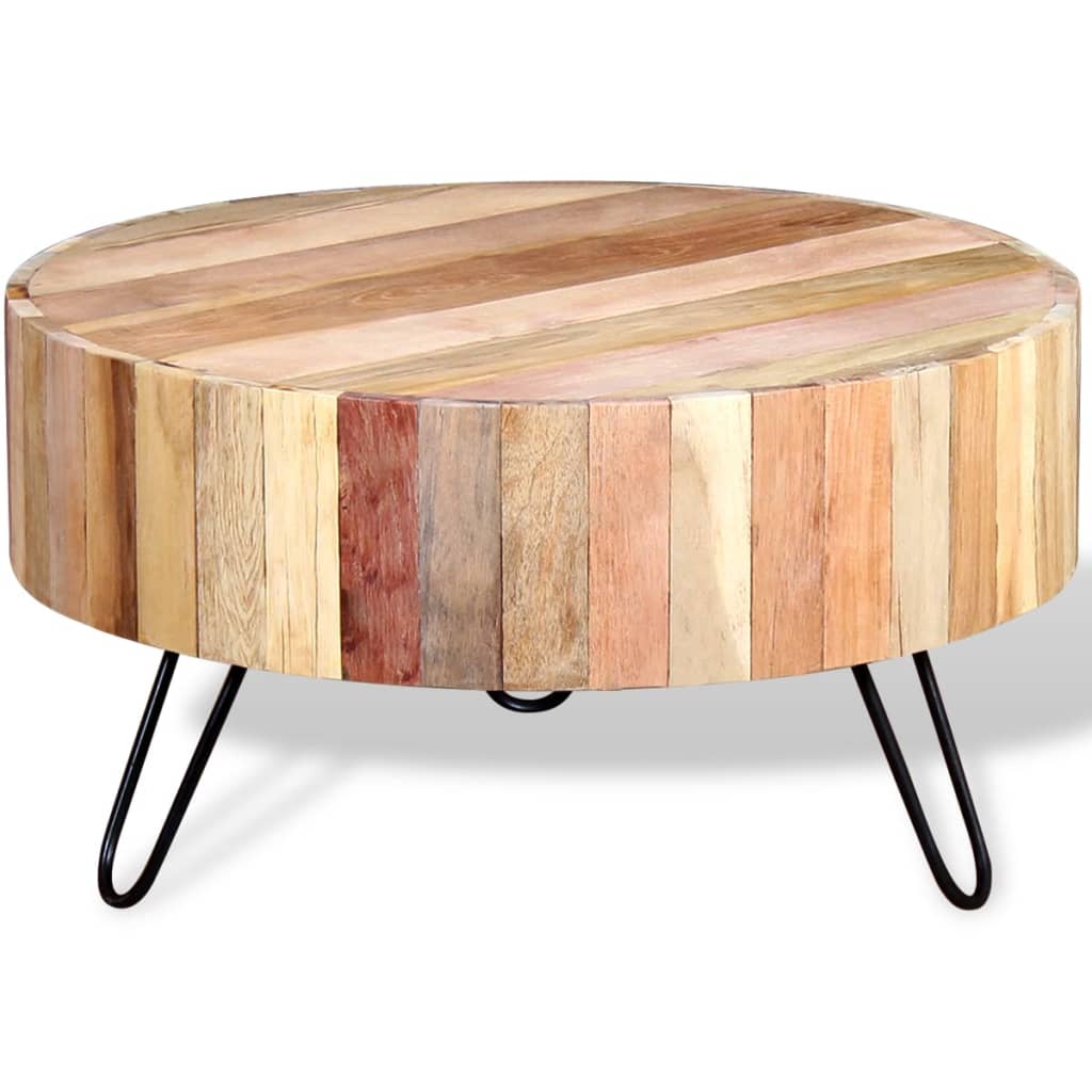 vidaXL Klubska mizica iz trdnega predelanega lesa