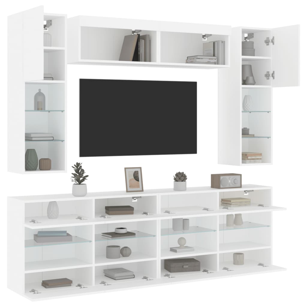 vidaXL Komplet TV omaric z LED lučkami 6-delni bel
