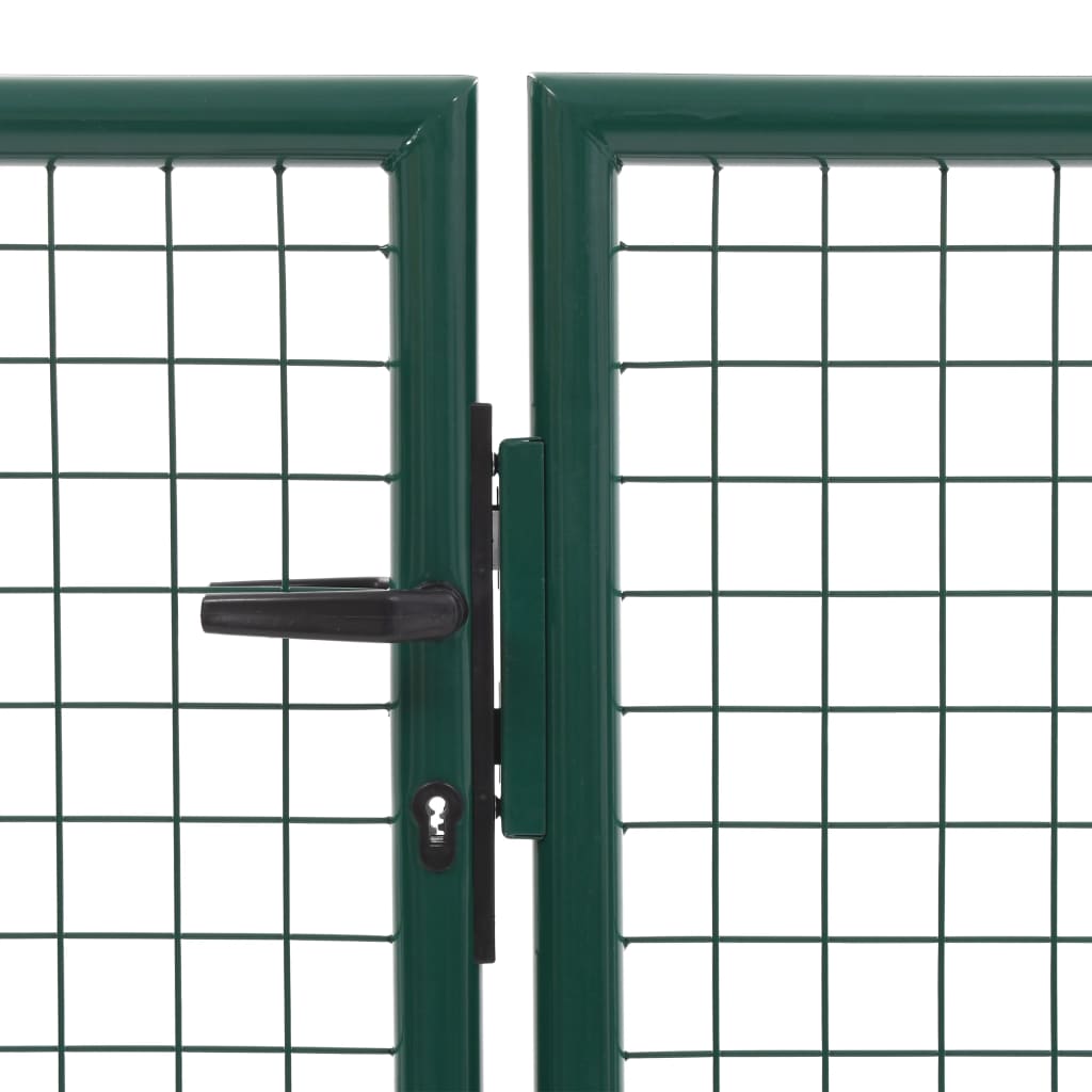 vidaXL Vrtna vrata jeklena 350x75 cm zelena