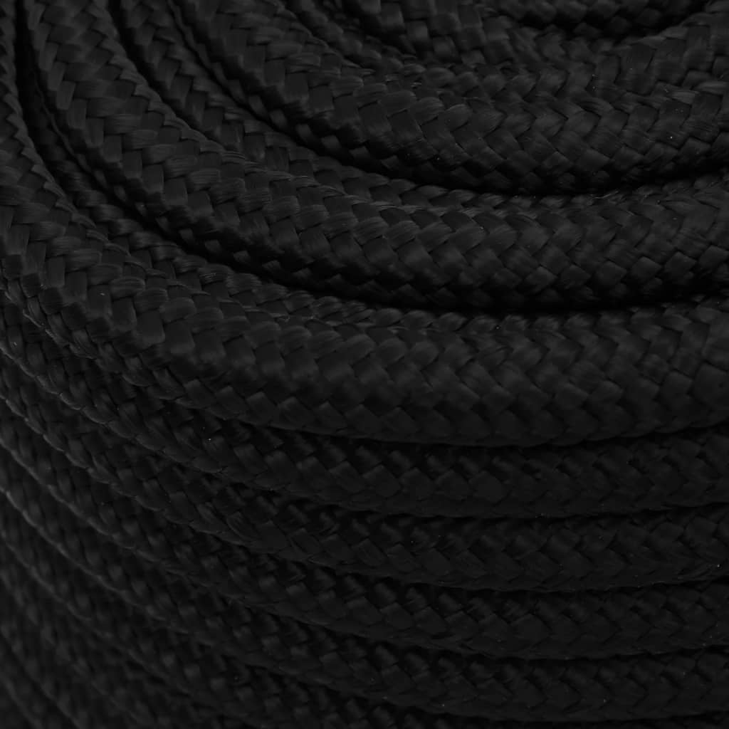 vidaXL Delovna vrv črna 16 mm 100 m poliester