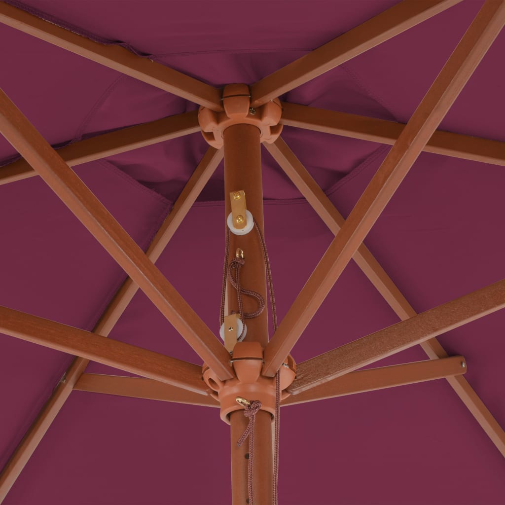 vidaXL Zunanji senčnik z lesenim drogom 270 cm bordo rdeč