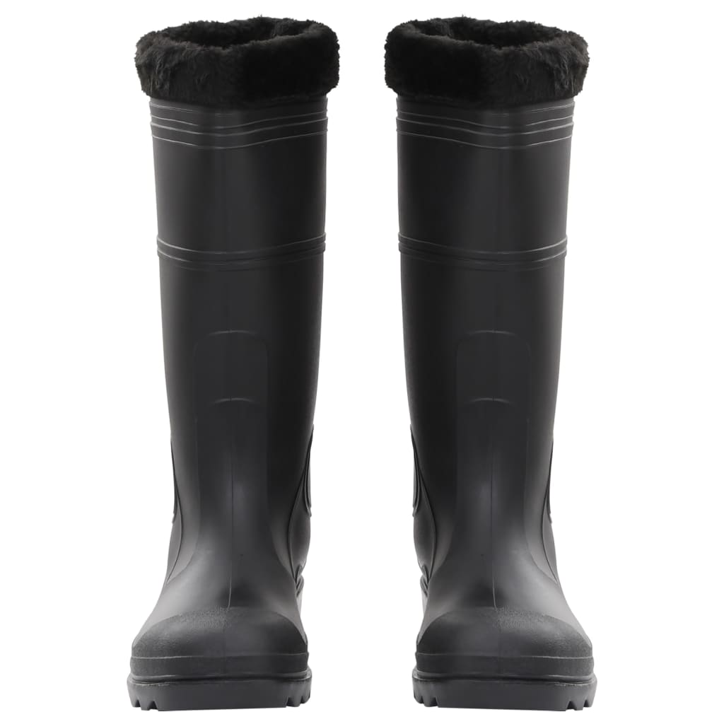 vidaXL Dežni škornji z odstranljivimi nogavicami črni velikost 46 PVC