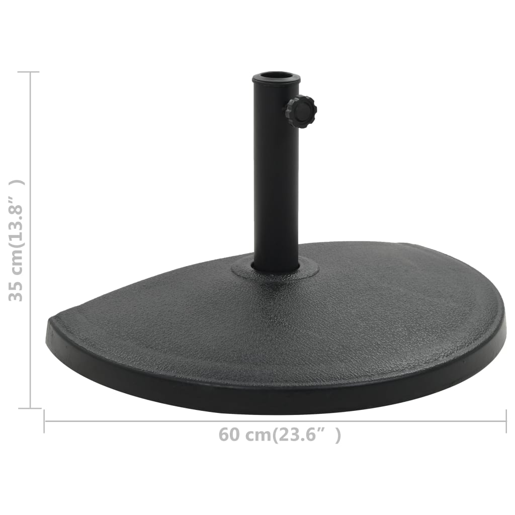 vidaXL Podstavek za senčnik polkrožen poliestrska smola 45 kg črn