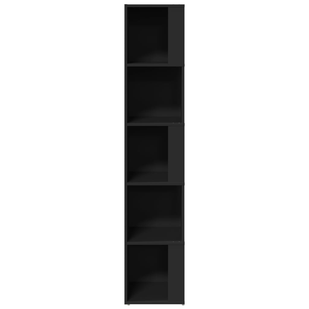 vidaXL Kotna omarica črna 33x33x164,5 cm iverna plošča