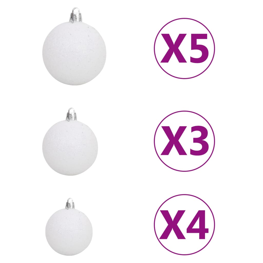 vidaXL Umetna novoletna jelka z LED lučkami, bučkami in snegom 120 cm