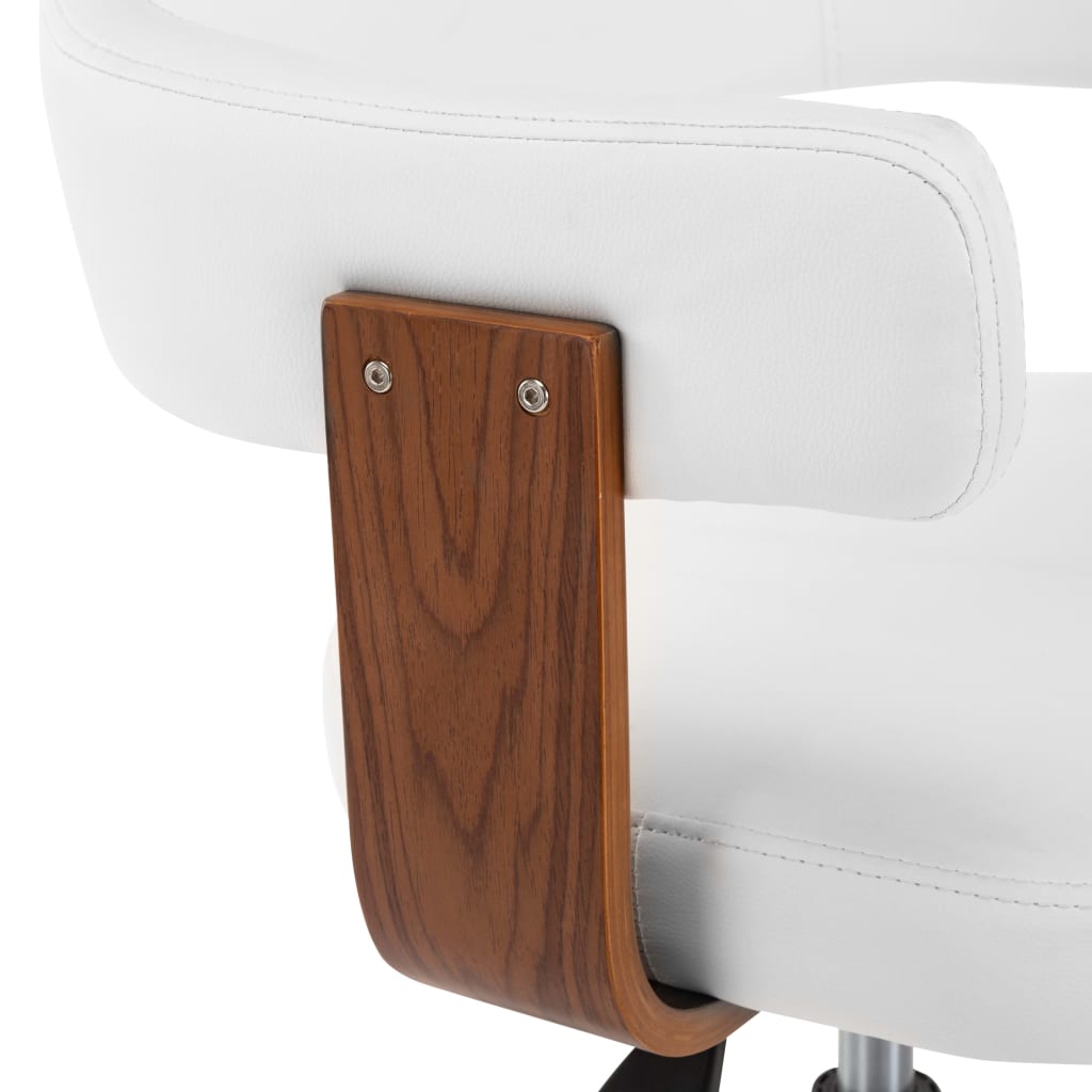 vidaXL Vrtljivi jedilni stoli 2 kosa beli ukrivljen les in um. usnje