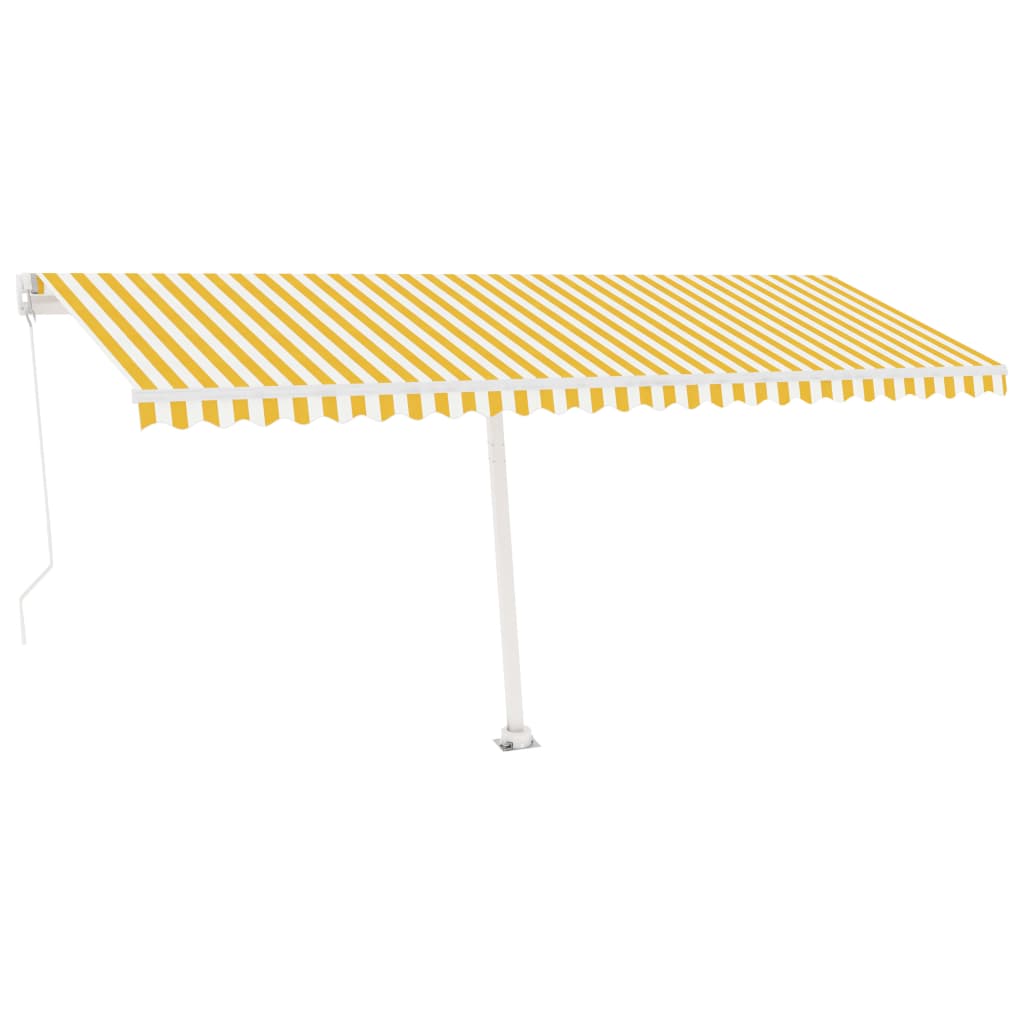 vidaXL Ročno zložljiva tenda z LED lučkami 500x350 cm rumena in bela