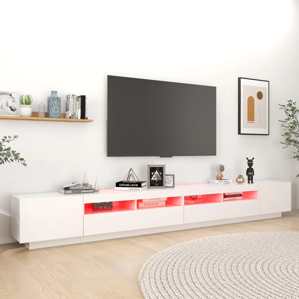 vidaXL TV omarica z LED lučkami bela 300x35x40 cm