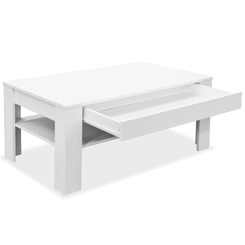 vidaXL Klubska mizica iverna plošča 110x65x48 cm bela