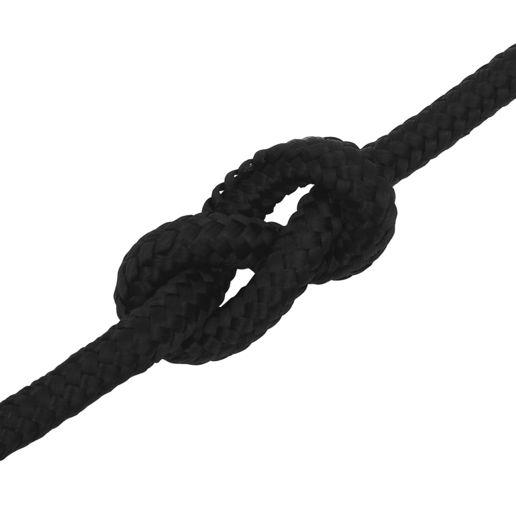 vidaXL Delovna vrv črna 14 mm 100 m poliester