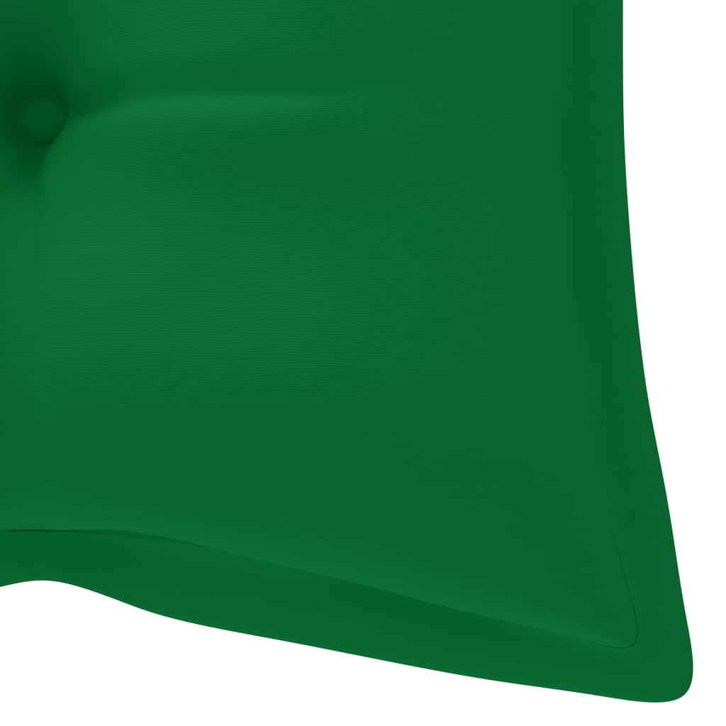 vidaXL Vrtna gugalnica z zeleno blazino 120 cm trdna tikovina