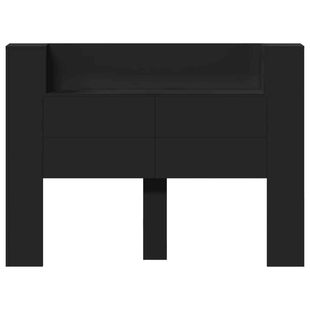 vidaXL Omarica za vzglavje postelje LED črna 140x16,5x103,5 cm