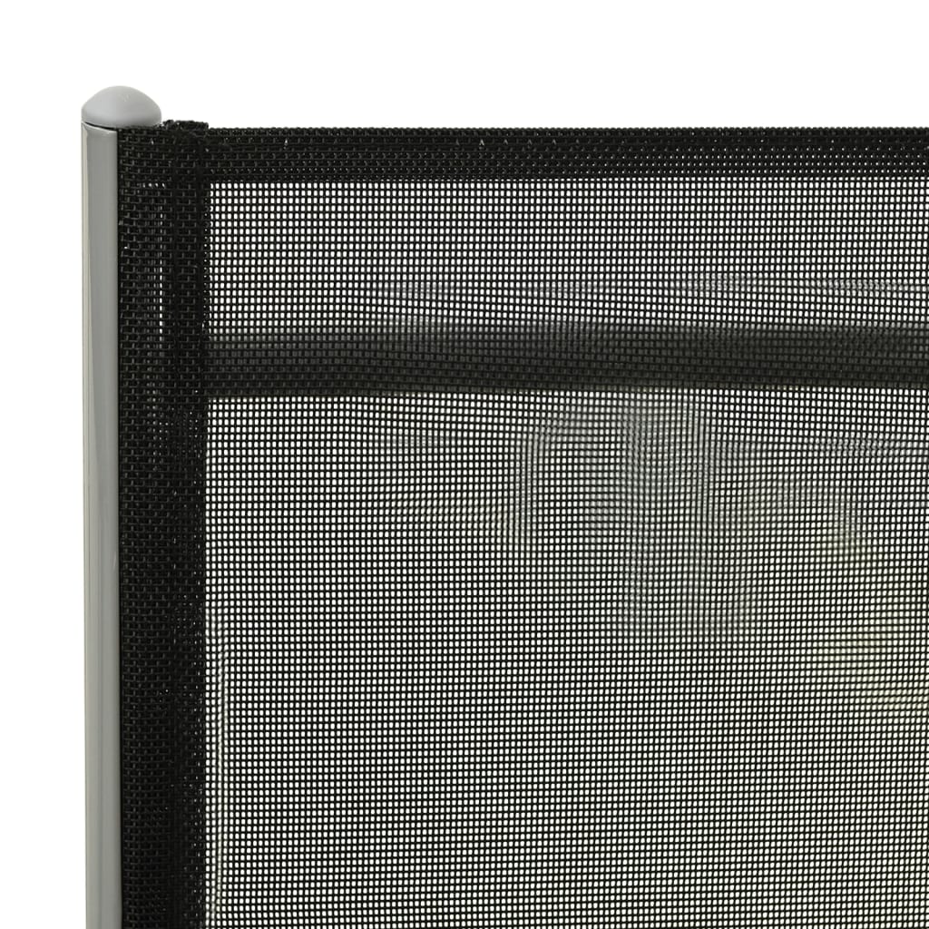 vidaXL Zložljiv ležalnik iz tekstila in aluminija črn in srebrn