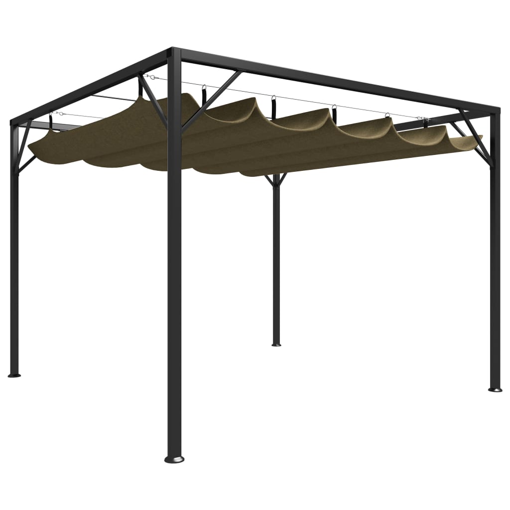 vidaXL Vrtni paviljon z zložljivo streho 3x3 m taupe 180 g/m²