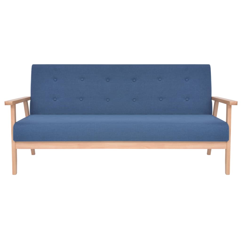 vidaXL Komplet kavčev 3 kosi iz blaga modre barve
