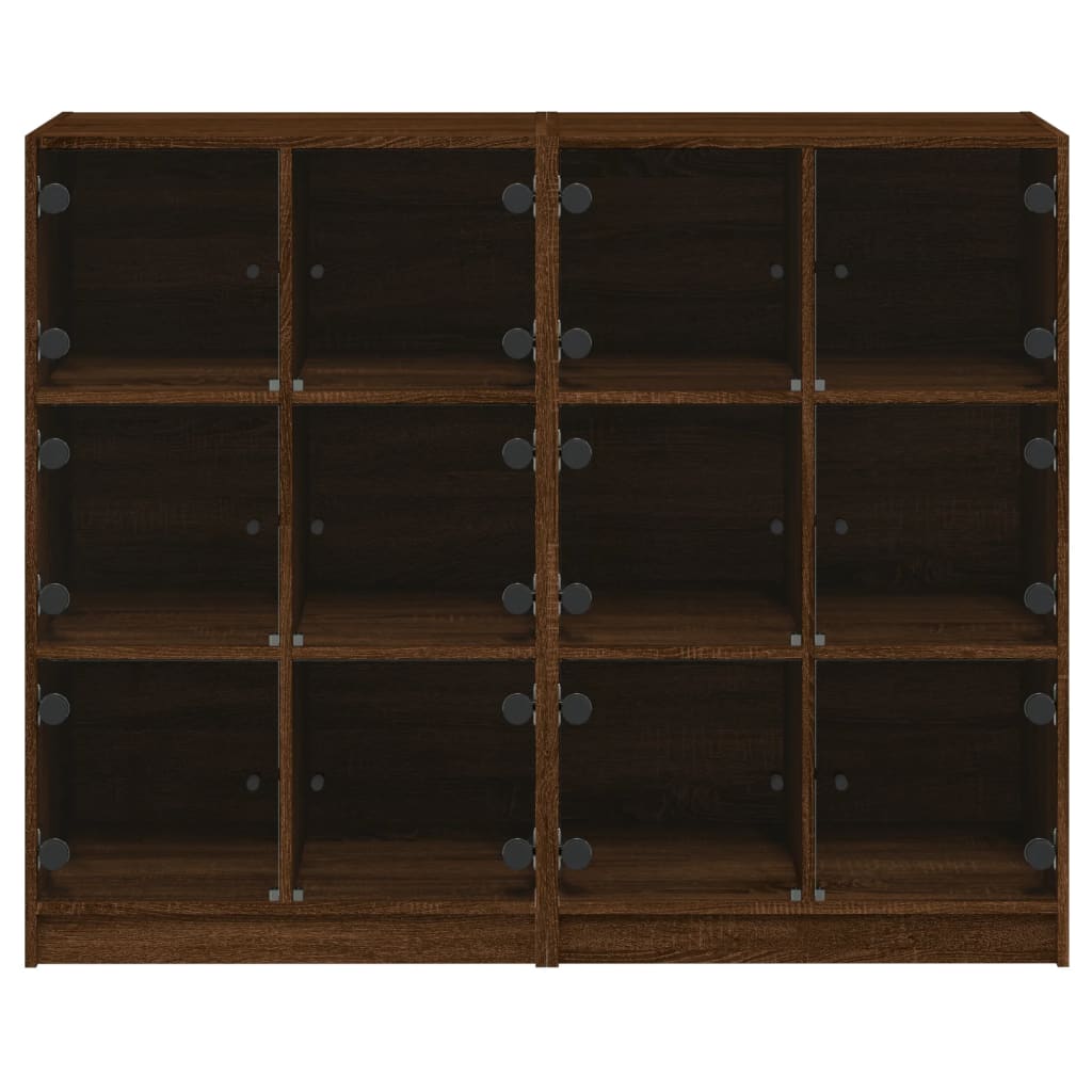vidaXL Knjižna omara z vrati rjavi hrast 136x37x109 cm inženirski les