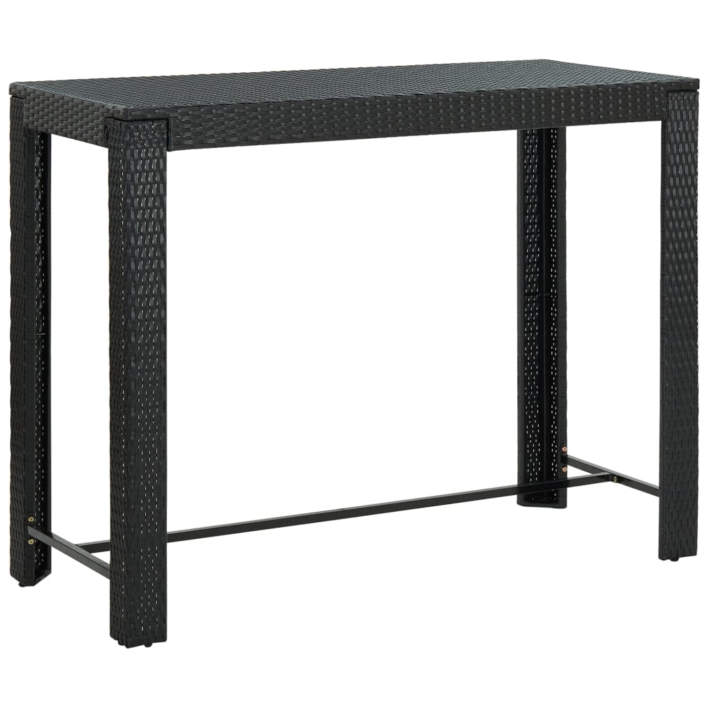 vidaXL Vrtna barska miza črna 140,5x60,5x110,5 cm poli ratan