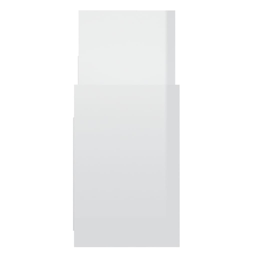 vidaXL Stranska omarica visok sijaj bela 60x26x60 cm iverna plošča