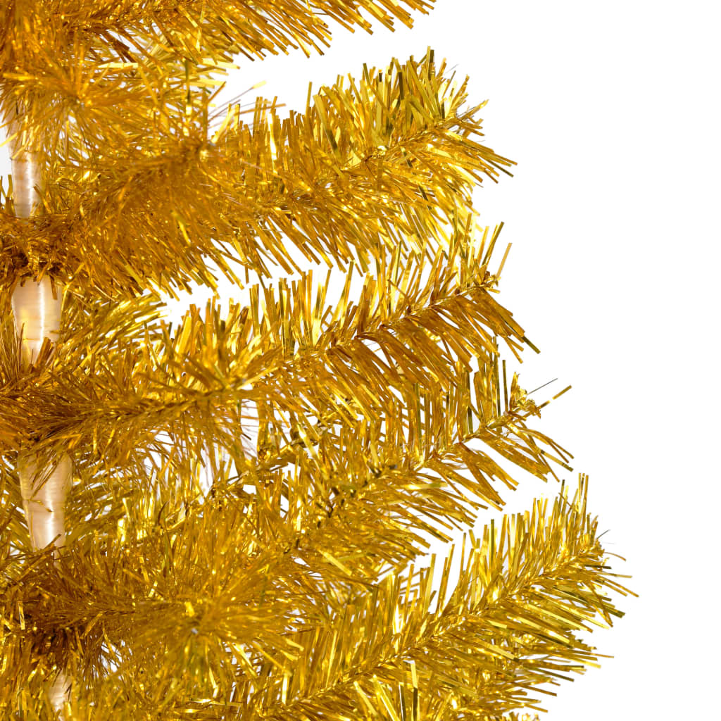 vidaXL Umetna osvetljena novoletna jelka z bunkicami zlata 210 cm PET