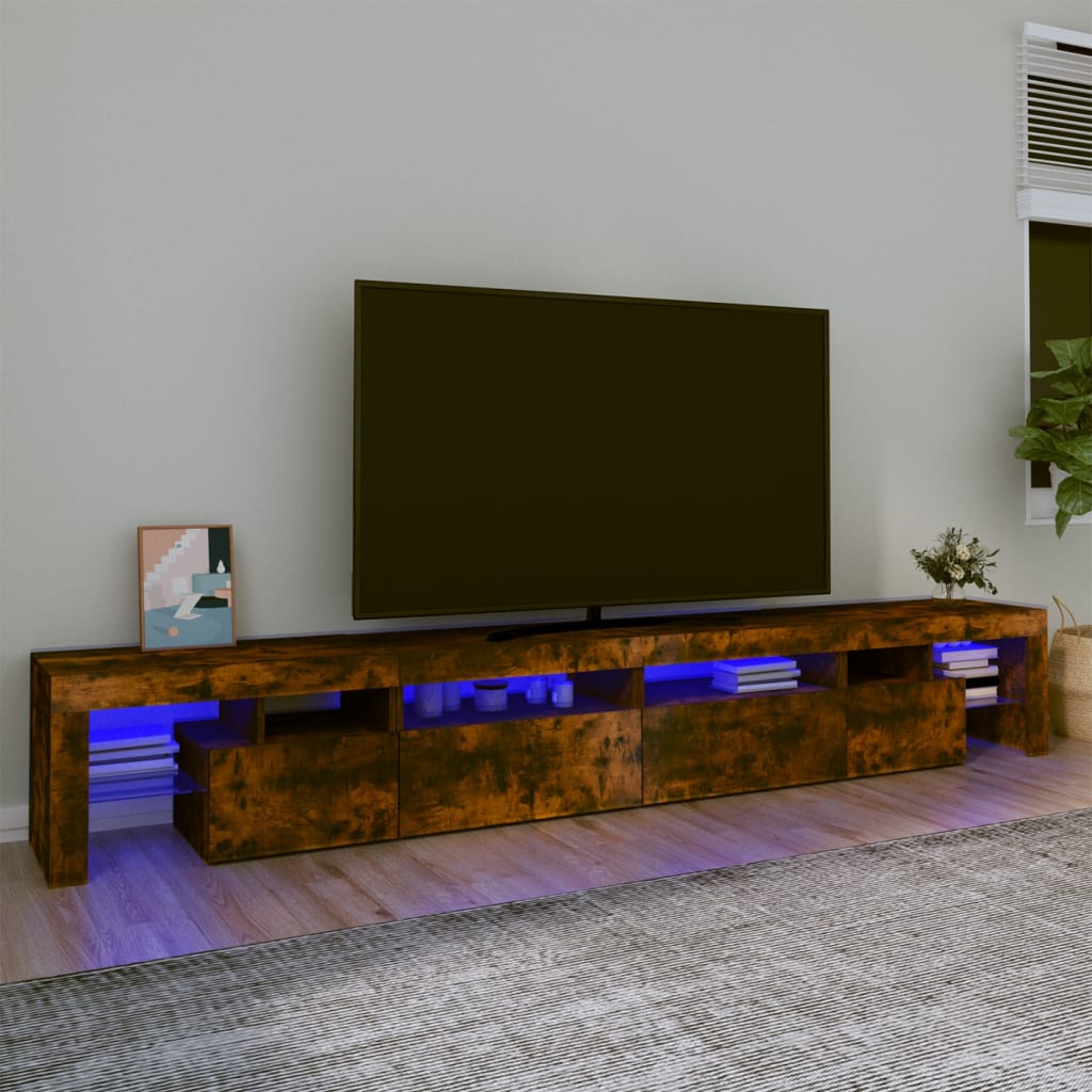 vidaXL TV omarica z LED lučkami dimljeni hrast 260x36,5x40 cm