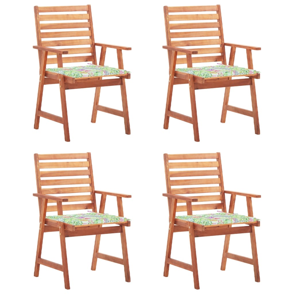 vidaXL Zunanji jedilni stoli 4 kosi z blazinami trden akacijev les