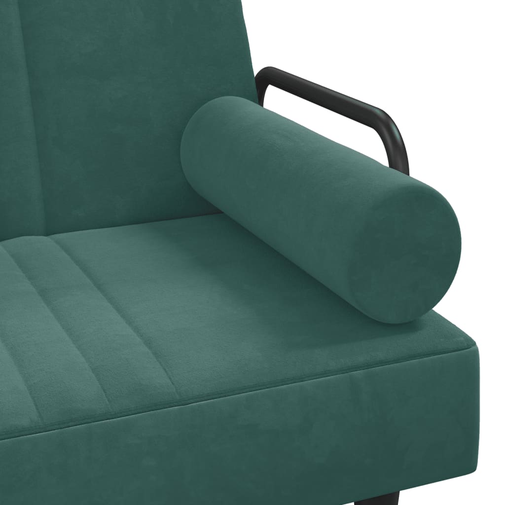 vidaXL Raztegljiv kavč z naslonjali za roke temno zelen žamet