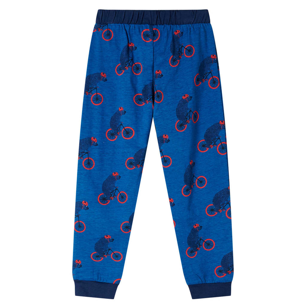 Otroška pižama z dolgimi rokavi bencinsko modra 92