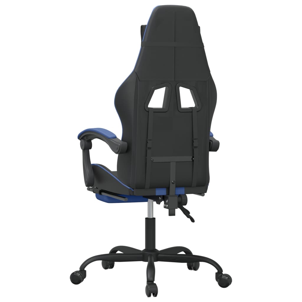 vidaXL Vrtljiv gaming stol z oporo za noge črno in modro umetno usnje
