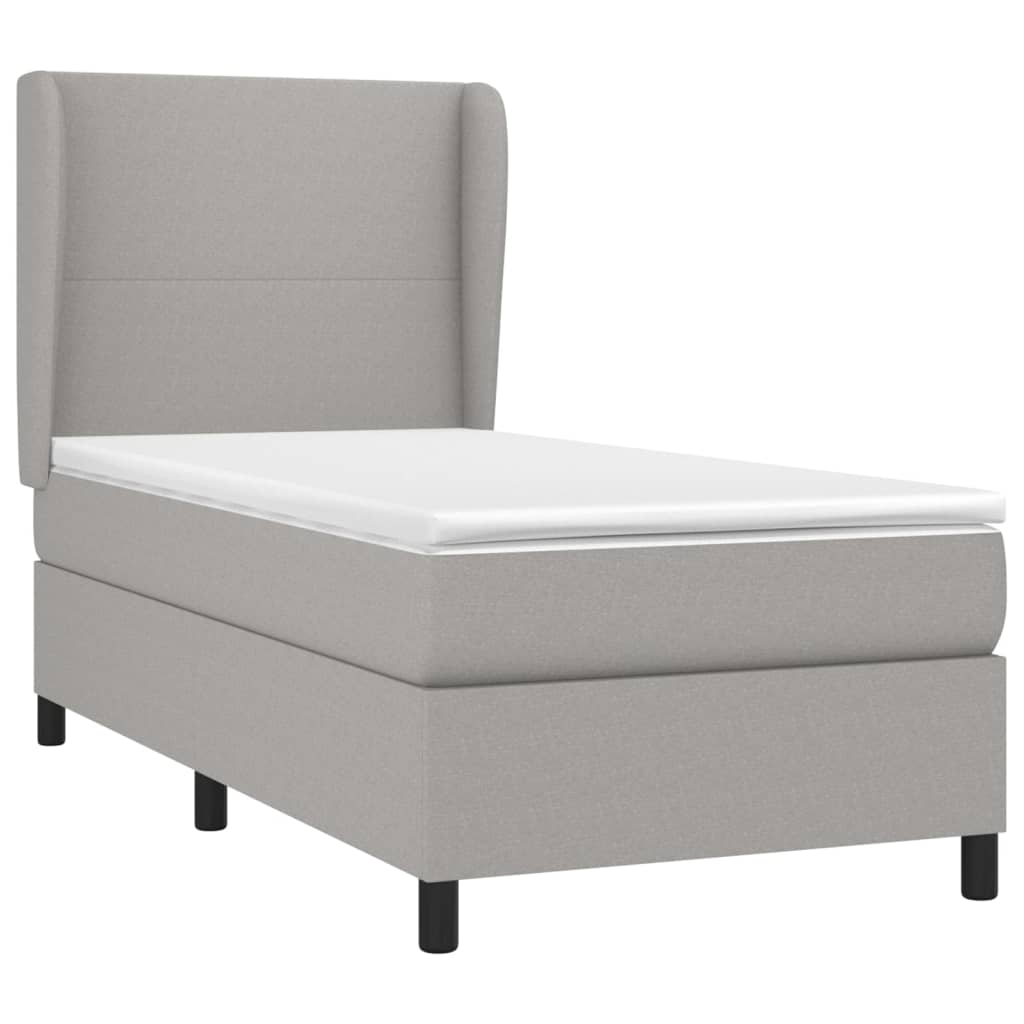 vidaXL Box spring postelja z vzmetnico svetlo siv 100x200 cm blago