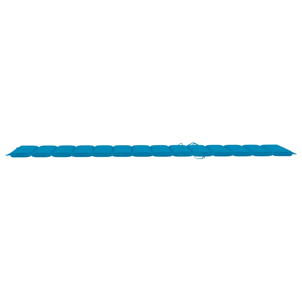 vidaXL Ležalnik z modro blazino trdna tikovina