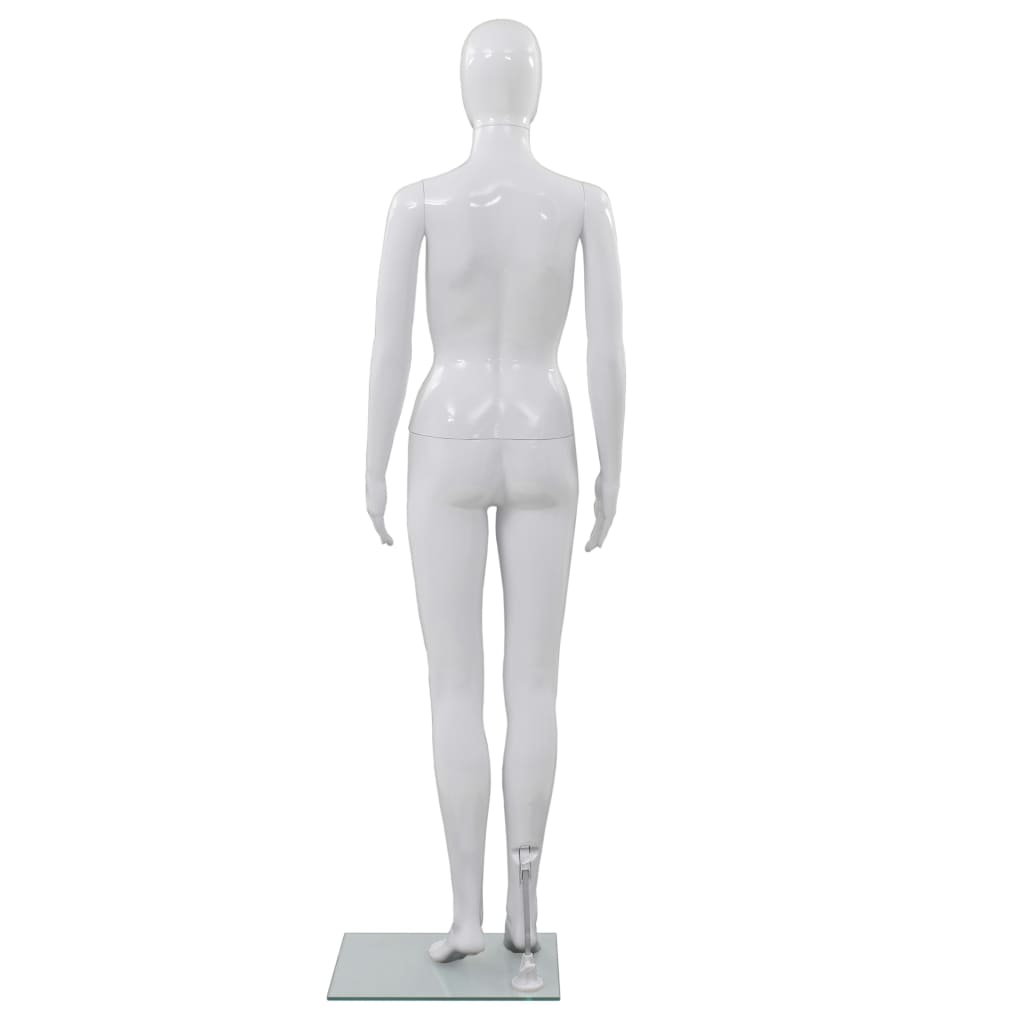 vidaXL Celotna ženska izložbena lutka s stekleno osnovo bela 175 cm