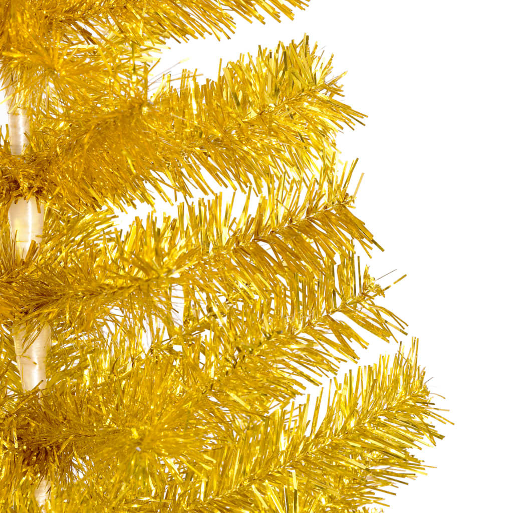 vidaXL Umetna osvetljena novoletna jelka s stojalom zlata 180 cm PET