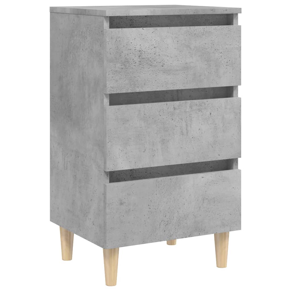 vidaXL Nočna omarica z lesenimi nogami betonsko siva 40x35x69 cm