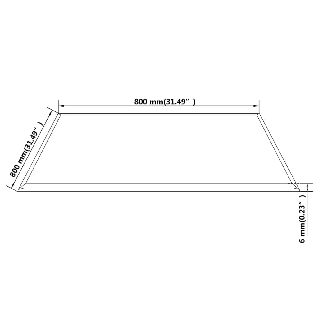 vidaXL Površina za Mizo Kaljeno Steklo Kvadratne Oblike 800x800 mm