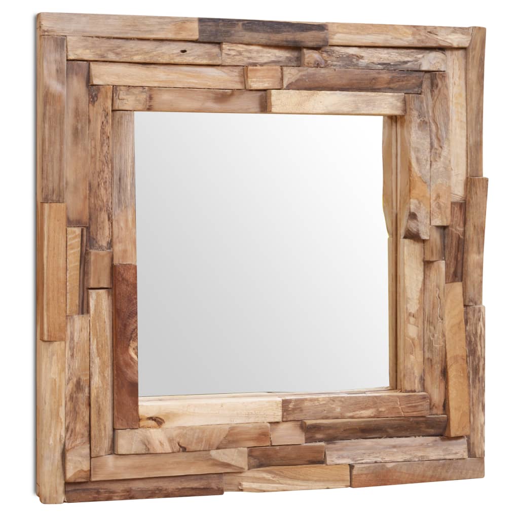 vidaXL Okrasno ogledalo tikovina 60x60 cm kvadratne oblike