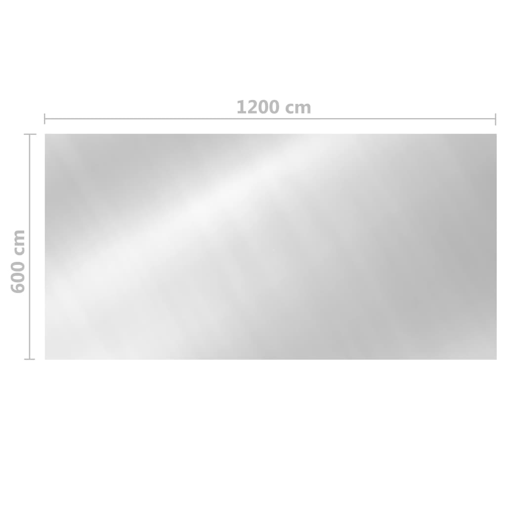 vidaXL Pravokotno pokrivalo za bazen 1200x600 cm PE srebrno