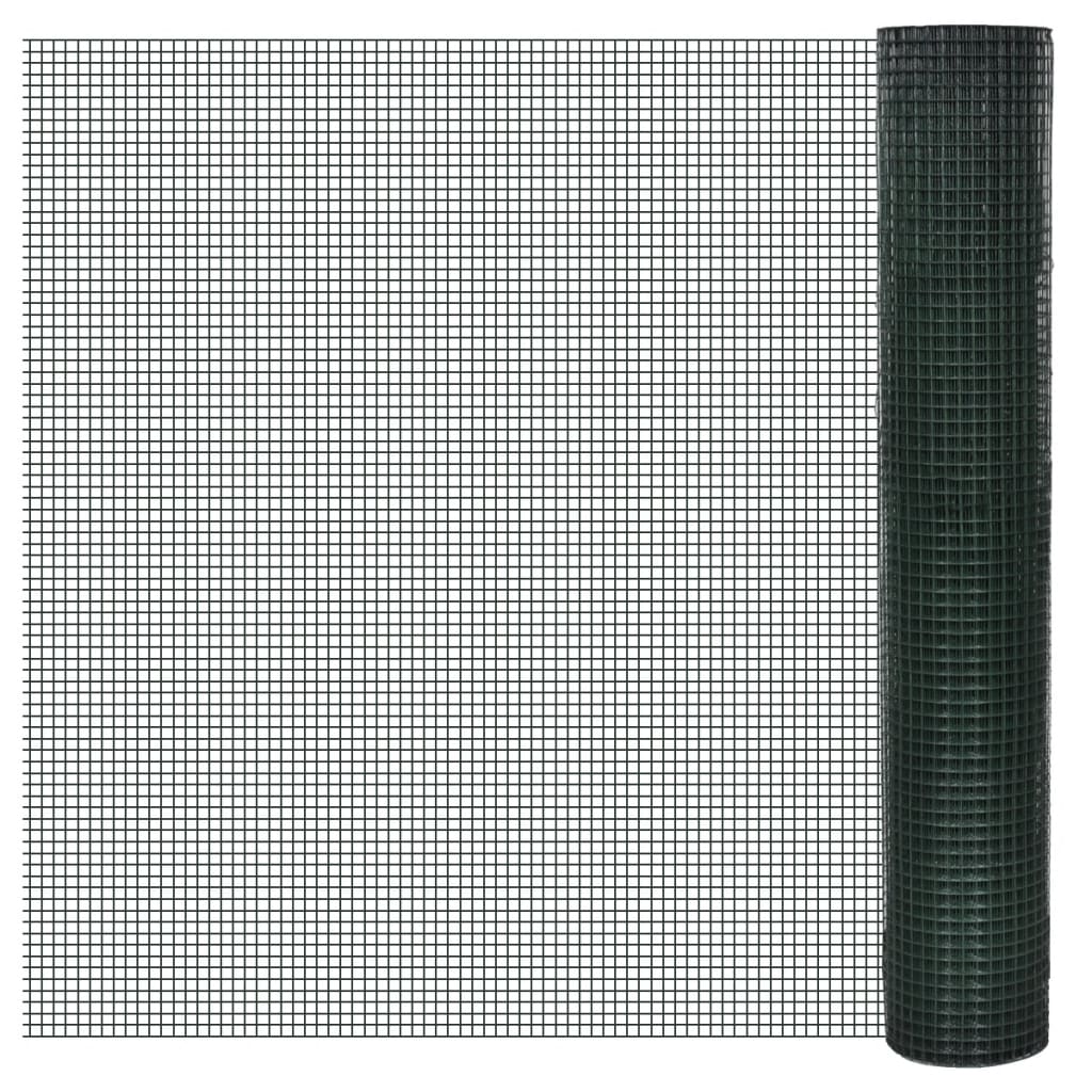 vidaXL Žična ograja pocinkana s PVC oblogo 10x1 m zelena