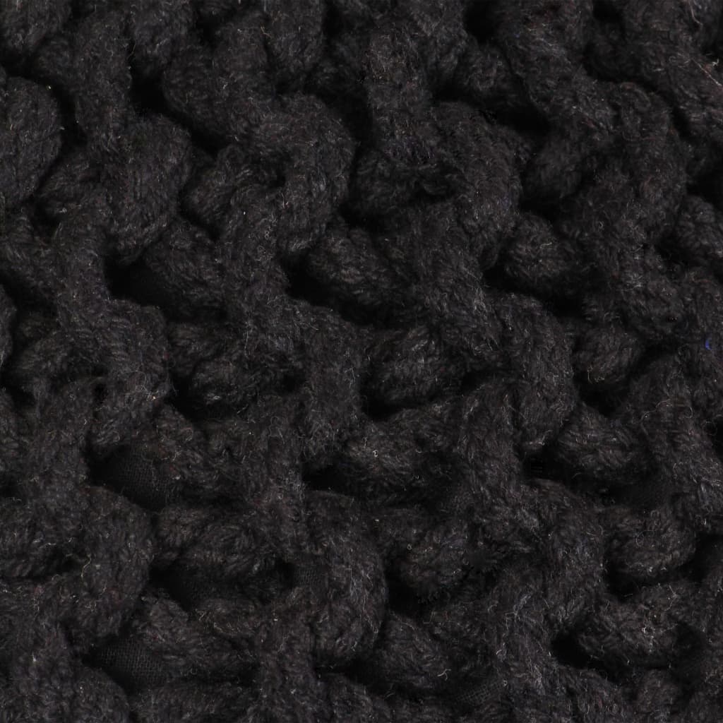 vidaXL Ročno pleteni tabure iz bombaža 50x35 cm črn