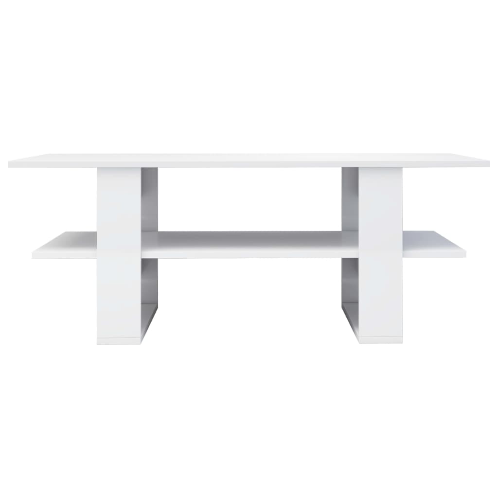 vidaXL Klubska mizica visok sijaj bela 110x55x42 cm iverna plošča