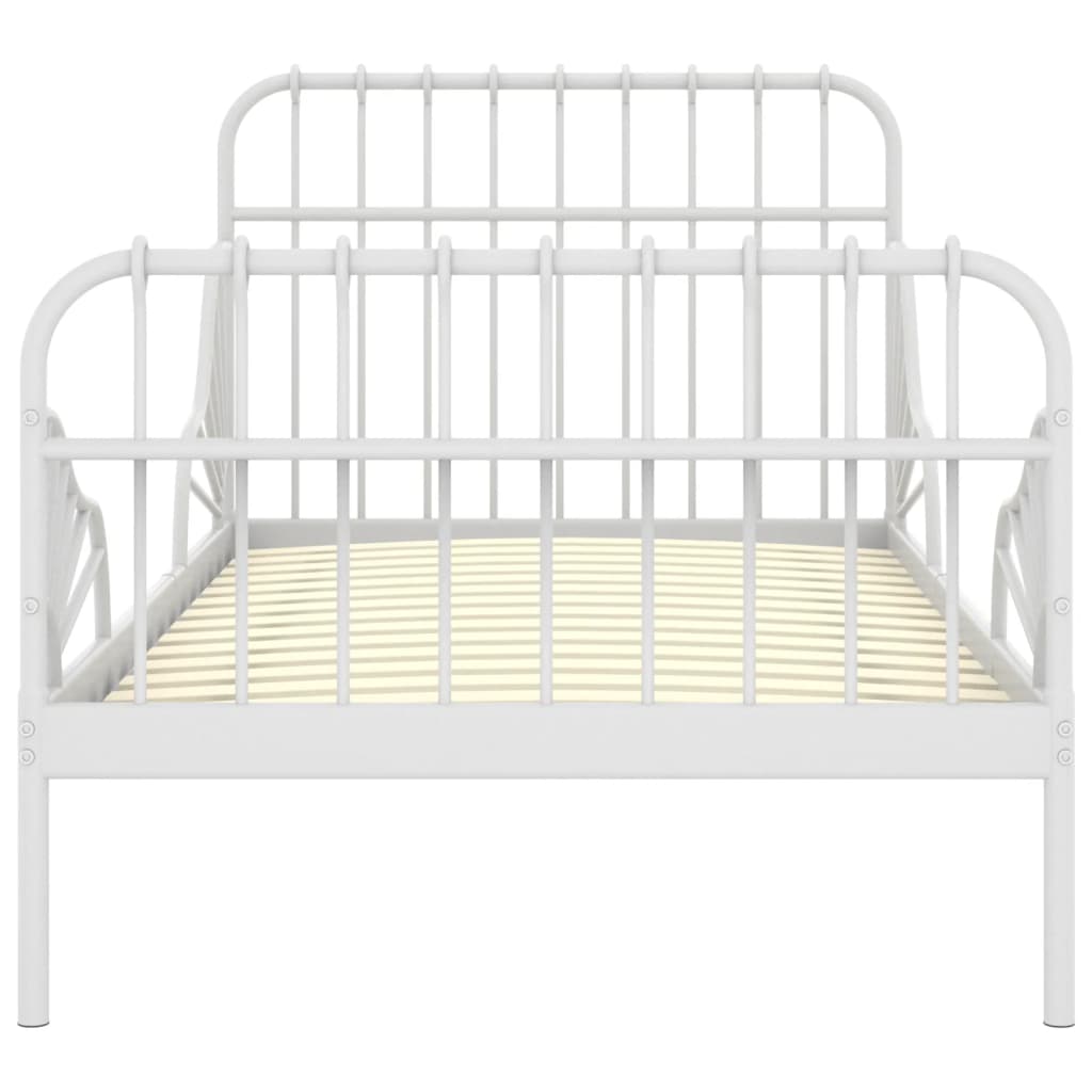 vidaXL Raztegljiv posteljni okvir bel kovinski 80x130/200 cm