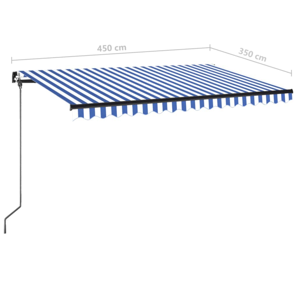 vidaXL Ročno zložljiva tenda 450x350 cm modra in bela