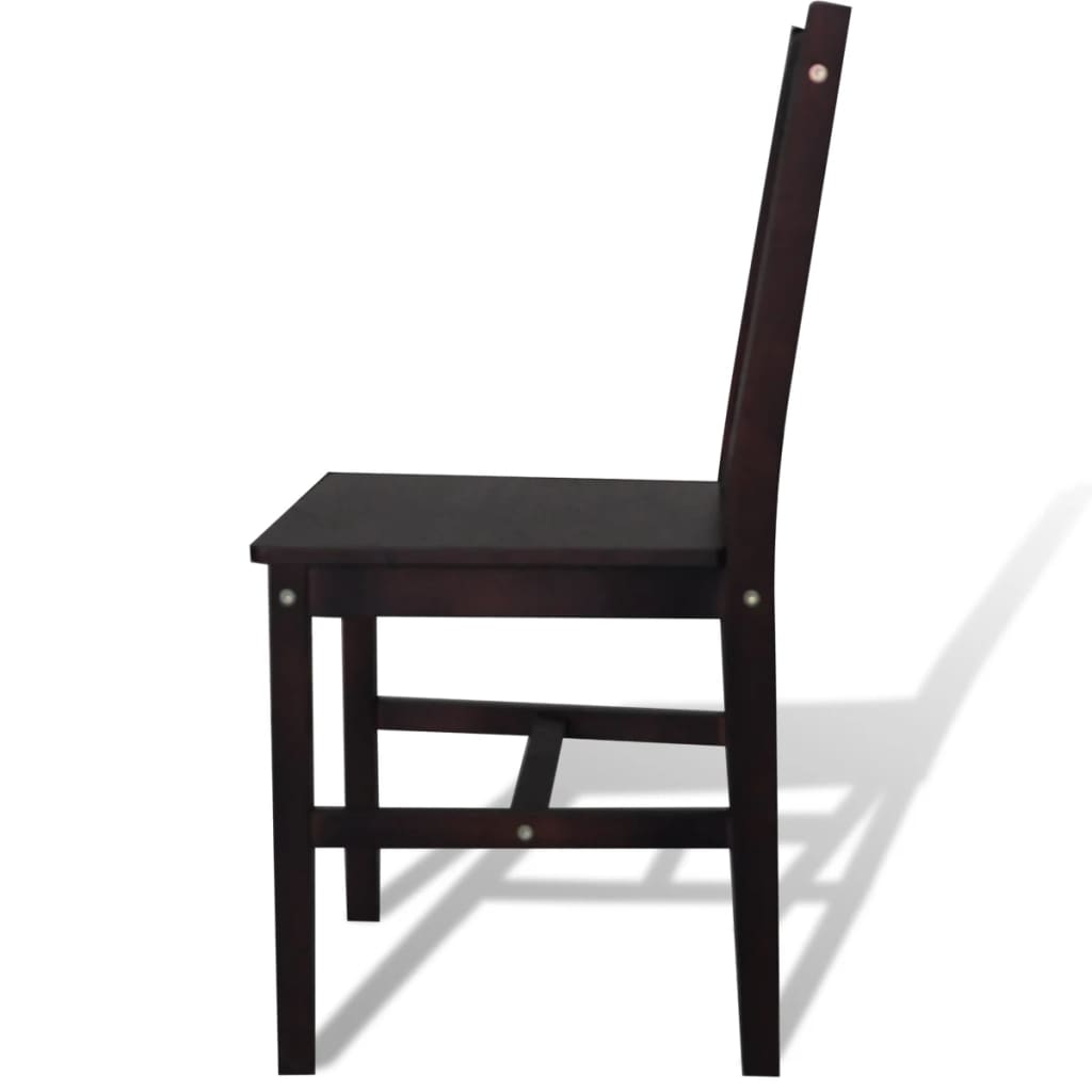 vidaXL Jedilni stoli 2 kosa temno rjavi iz borovine