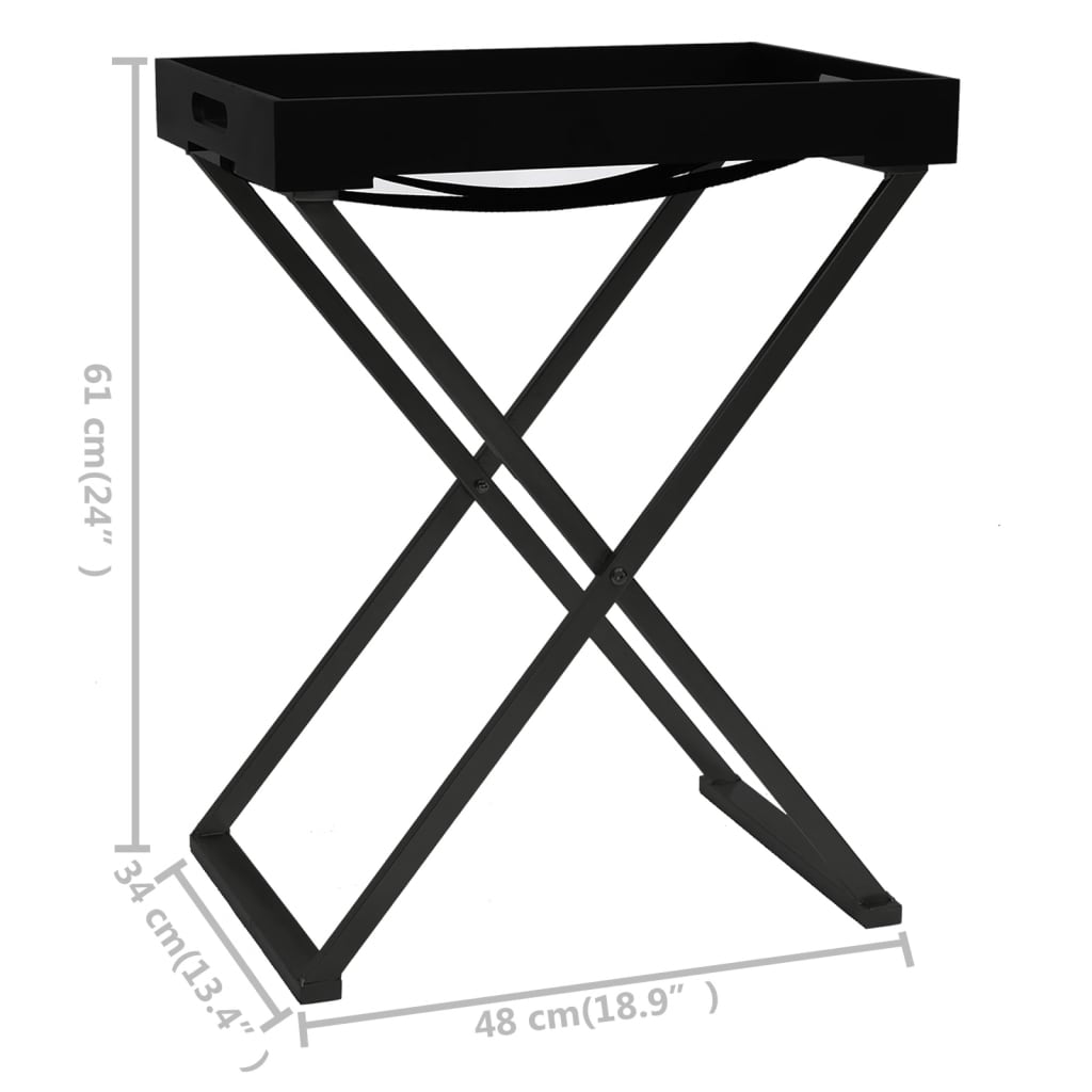 vidaXL Zložljiva miza črna 48x34x61 cm MDF